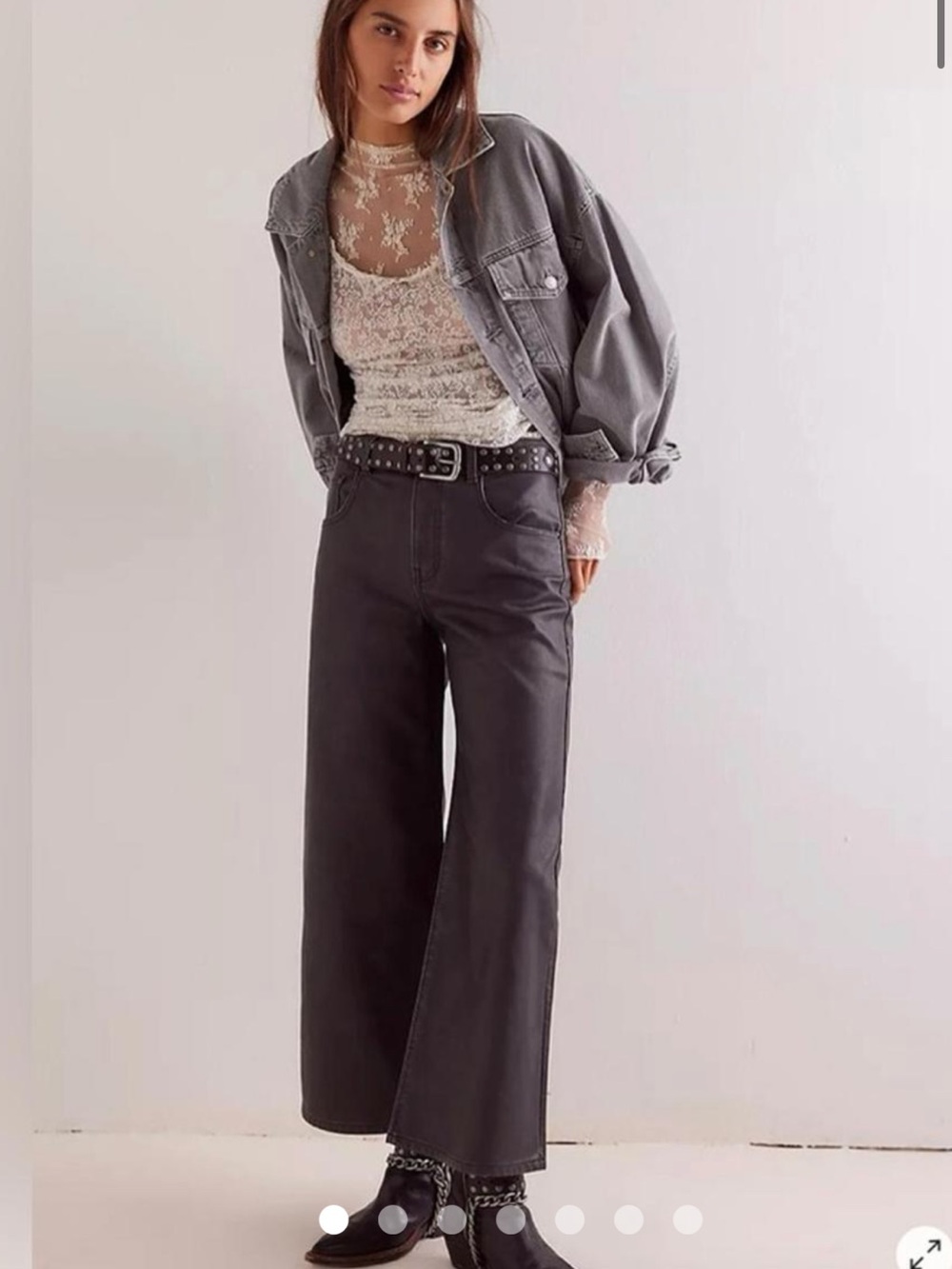 Elephant gray/black leather free people barrel pants